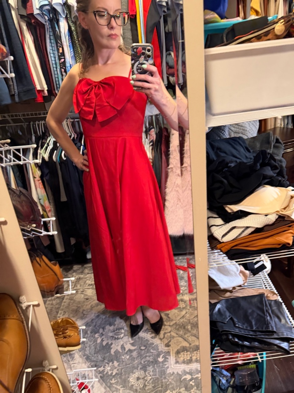 Target Red Bow-Front Midi Dress - Picture 3 of 3